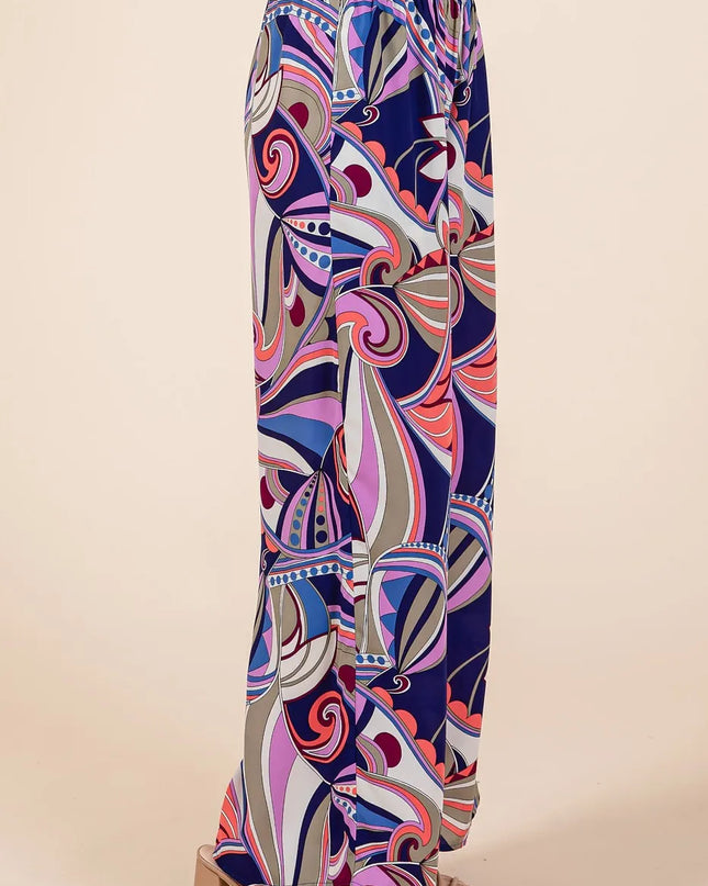 Colorful patterned pants on a beige background